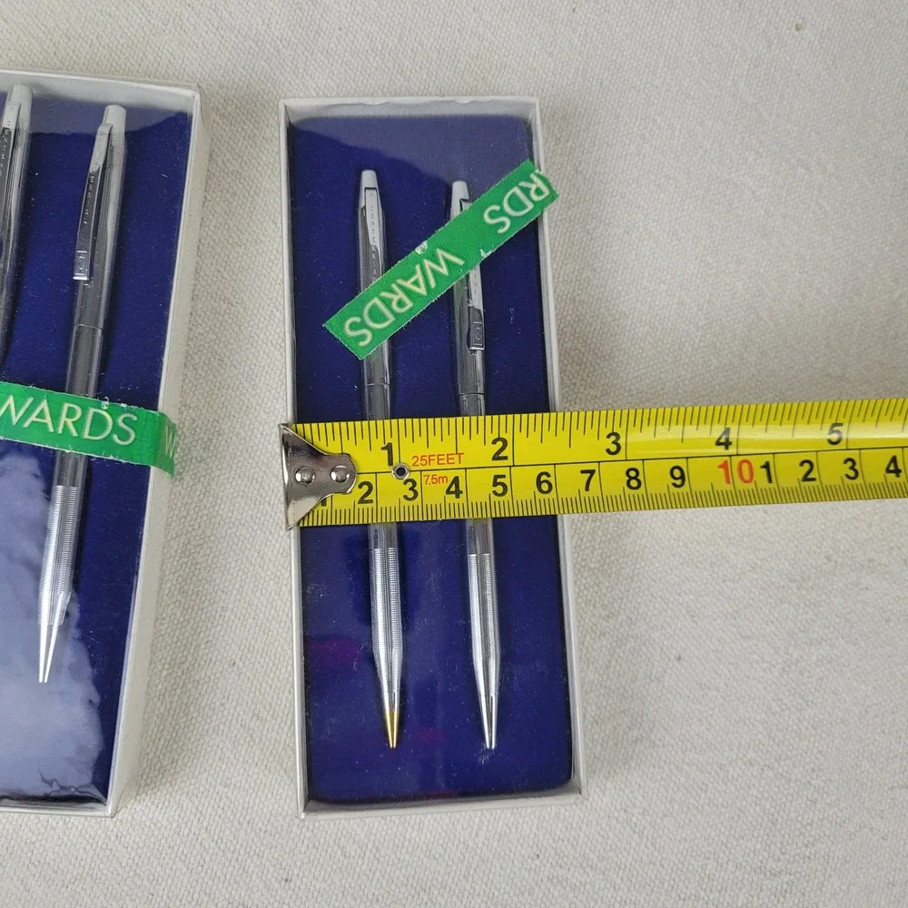 Vintage Montgomery Ward Centennial Pen and Pencil‎ Set Silver Tone Original Box